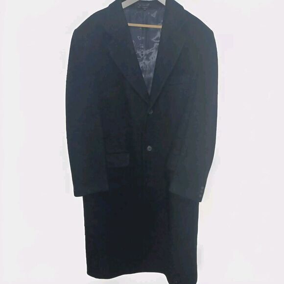 EVAN PICONE TRENCH Coat JACKET 100% WOOL FULL LENGTH Size 44 In‎ Black - Picture 1 of 14